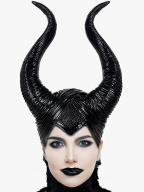 Long Horns Headpiece and small horns, Cape Shawl and Black wig
